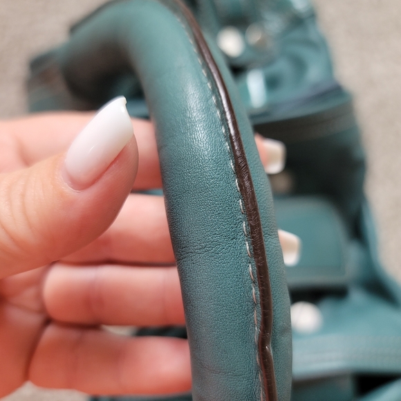 B. Makowsky Hobo Leather Purse - Teal - Picture 6 of 7